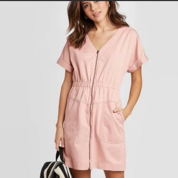 pink cargo dress Pink and Red Cargo Scuba Mini Dress